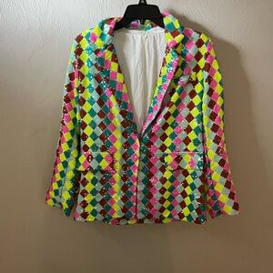 Sequin Diamond Pattern Blazed Sz S